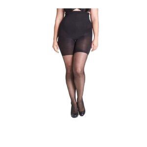 Spanx High Waist Shaping Sheers - Plus Size F - Very Black Control Tights